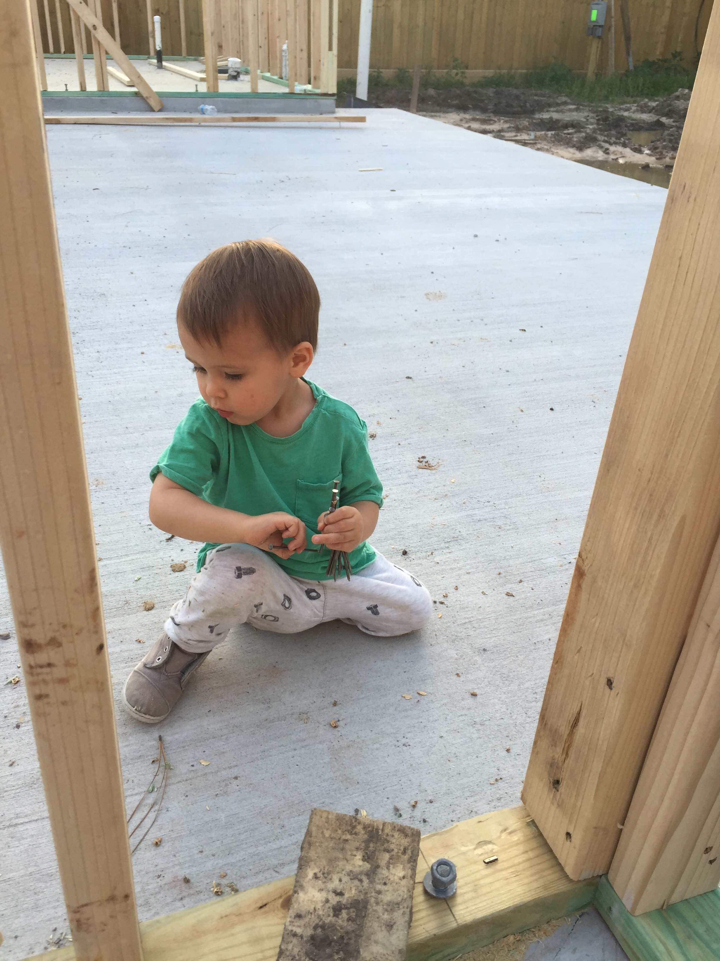 B playing with nails