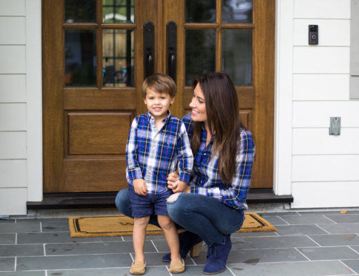 mom and mini matching, mommy and me, navy plaid button up jcrew,