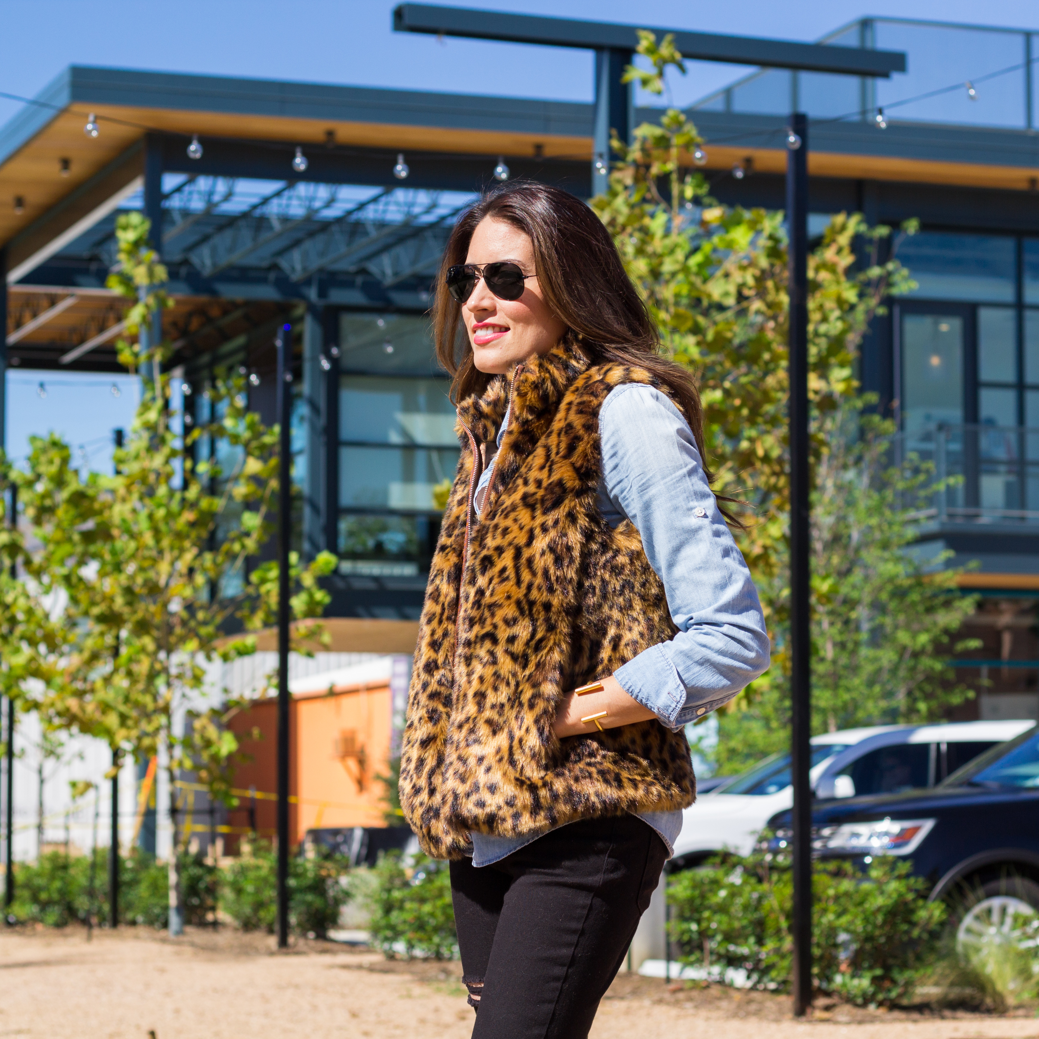 jcrew faux fur vest, leopard