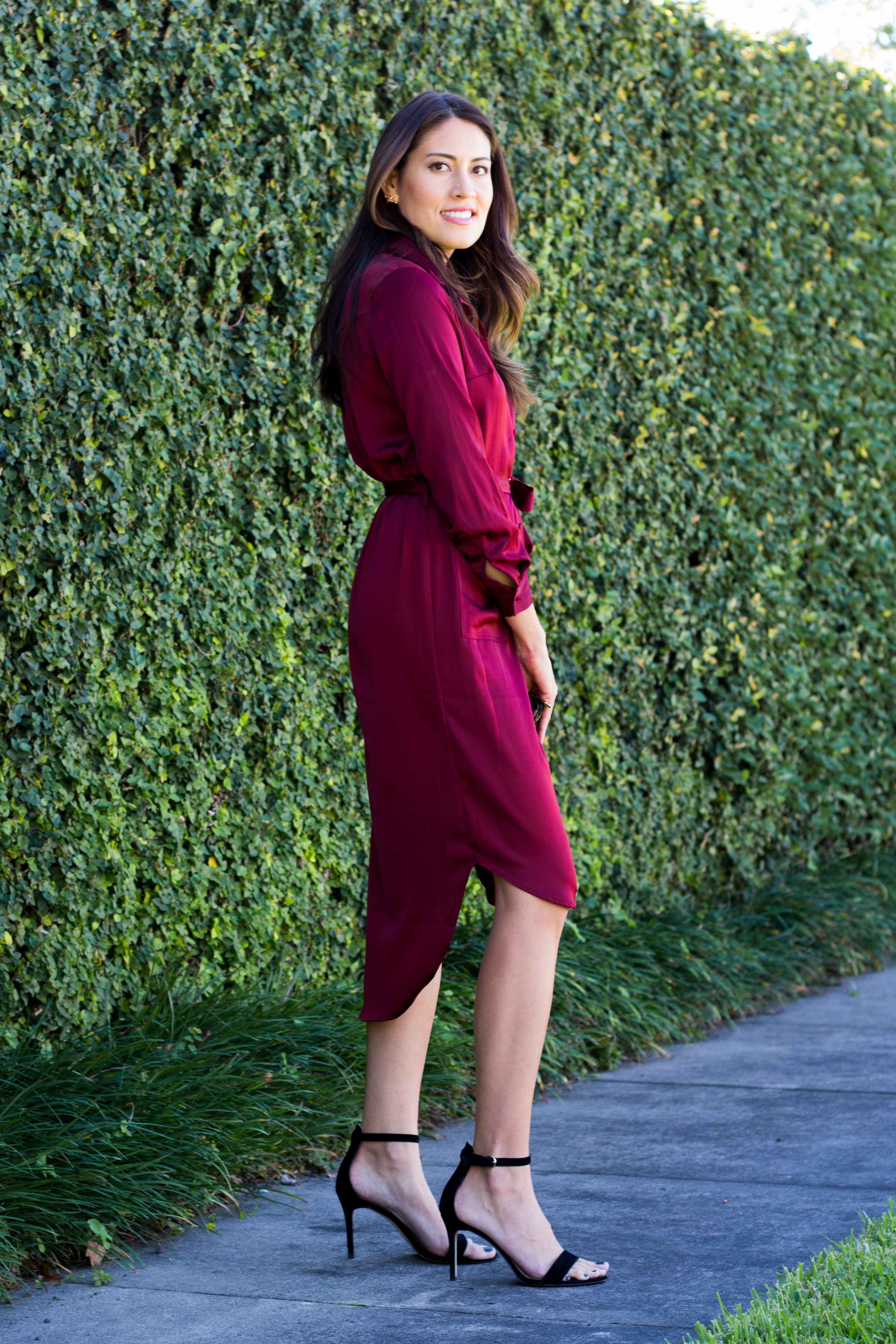 Shirt deals dress maroon