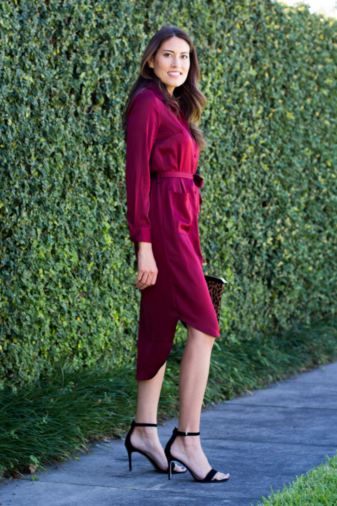 burgundy dress rachel parcell