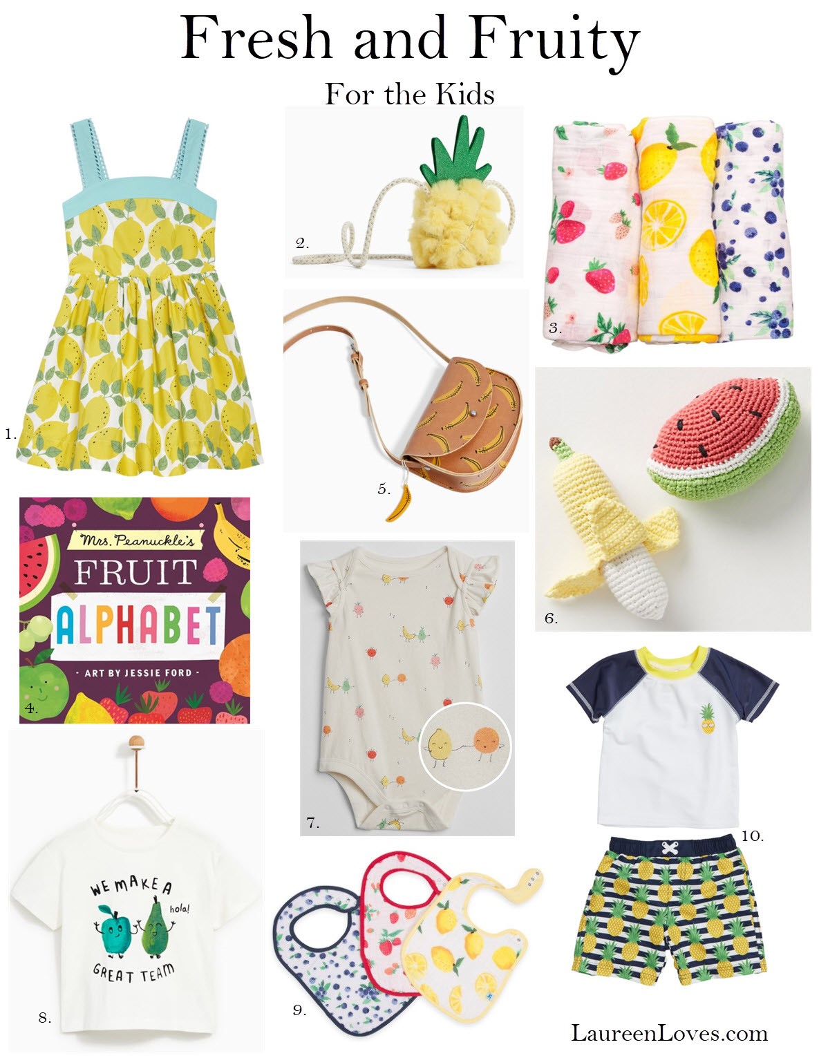fruit inspired gifts and clothing for kids